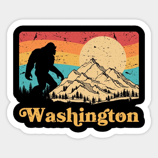 State of Washington Pacific Northwest Bigfoot Mountain Sticker by Dianeursusla Clothes